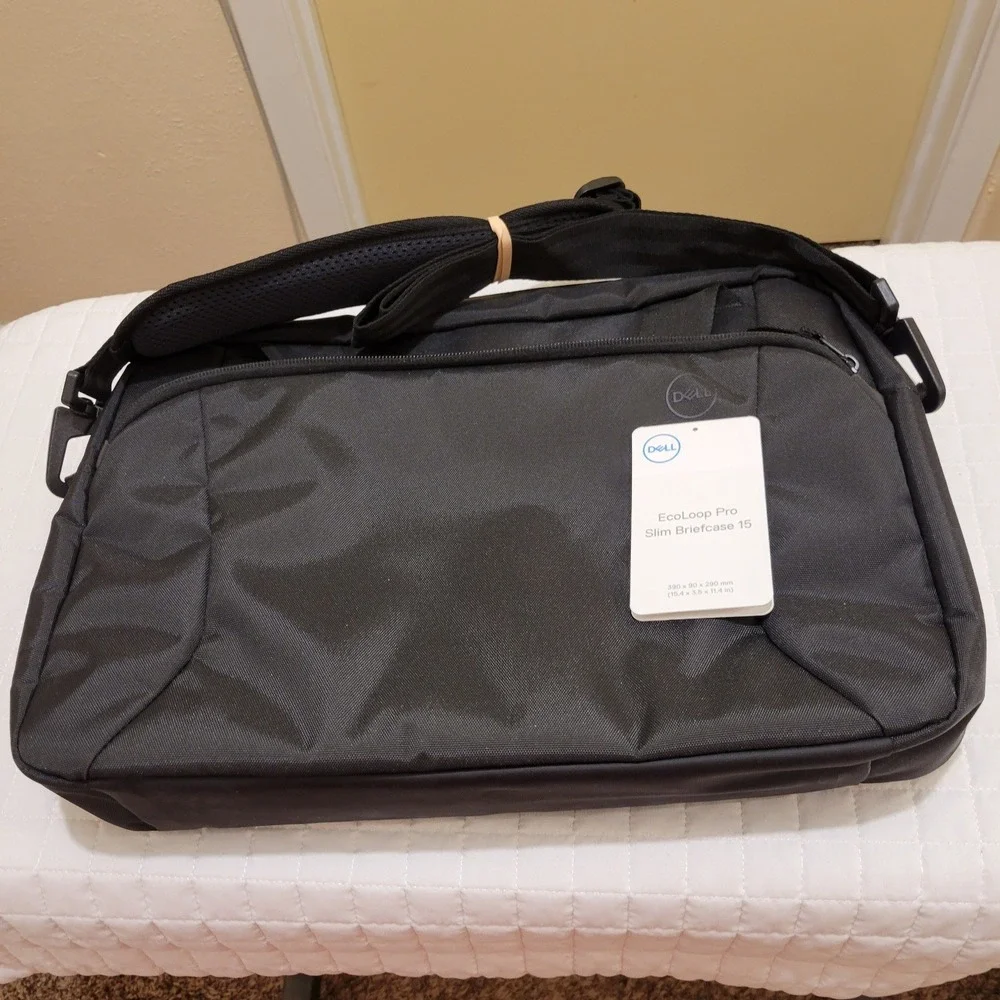 NWT Dell CC5624S EcoLoop Pro Slim Briefcase 15 Black Laptop Messenger Bag Basics
